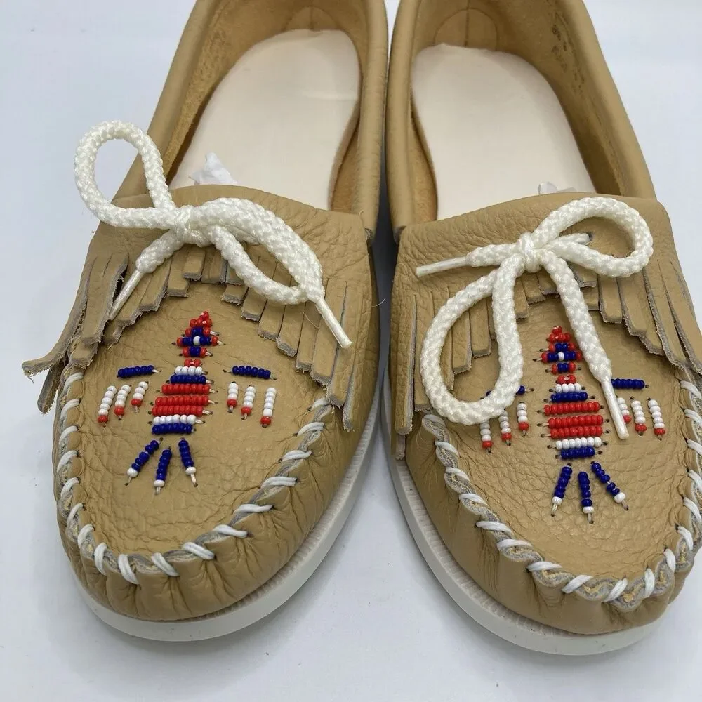 Made In USA Thunderbird Boat Moccasins Ladies Women’s Size 8.5 Leather 24 6275